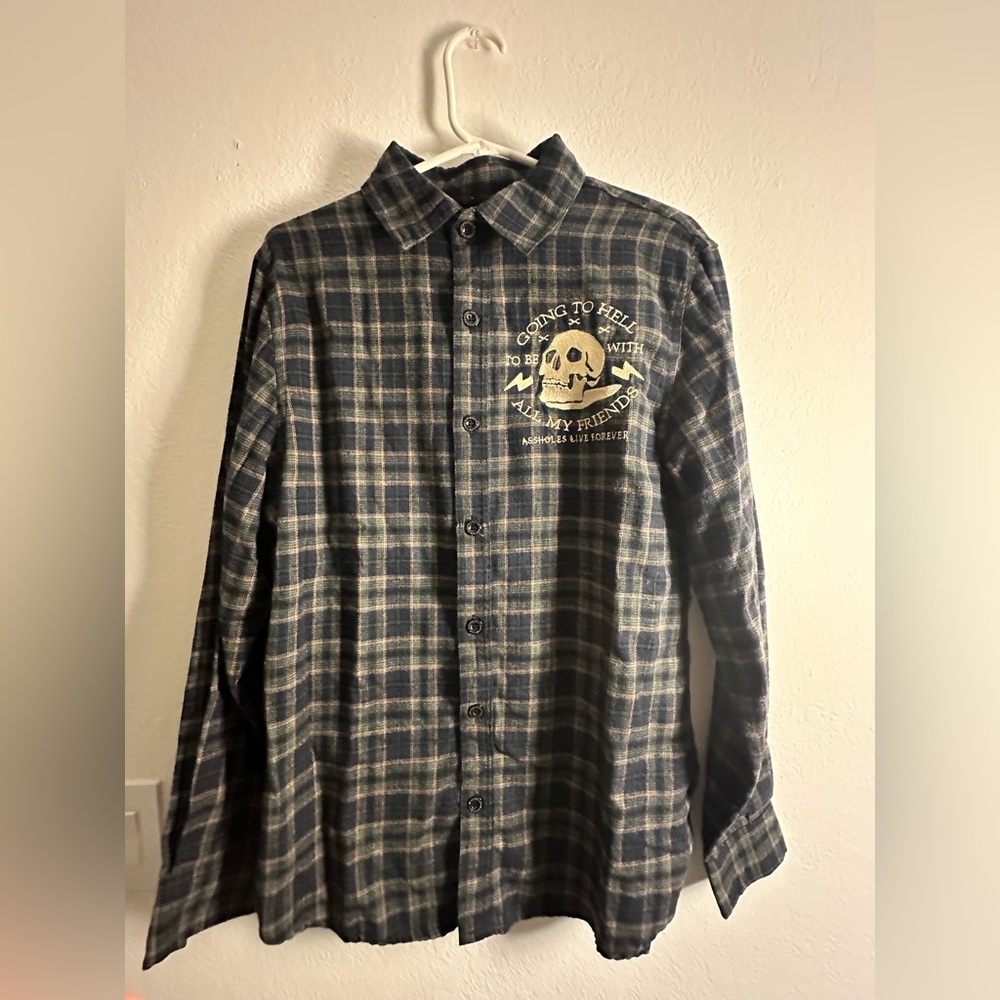 Assholes Live Forever Plaid Graphic Going to Hell to Be with All my Friends